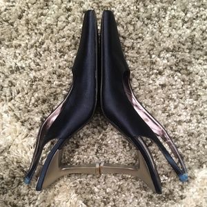 Bruno Magli high-heel black-navy satin slingbacks